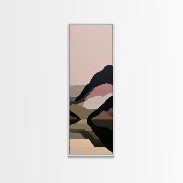 Minimal Fjord Landscape Framed Canvas Print, Scandinavian Art, Contemporary Art, Living Room Decor, Oil Painting, Nordic, SCA-1x3-62