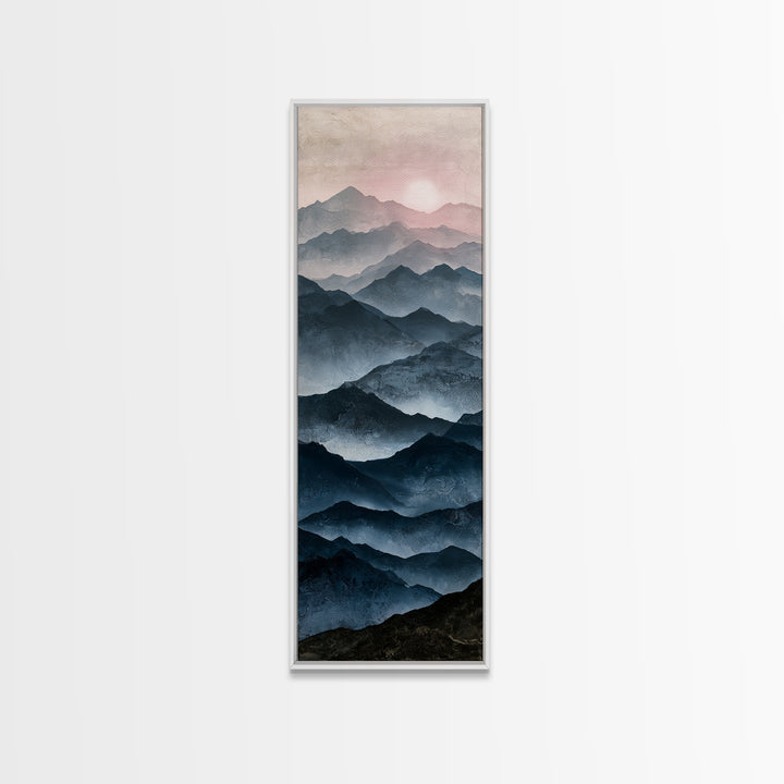 Muted Mountain Layers Canvas Print, Scandinavian Art, Floral Wall Art, Living Room Decor, Fine Art, Nordic, Minimalist Decor, SCA-1x3-68