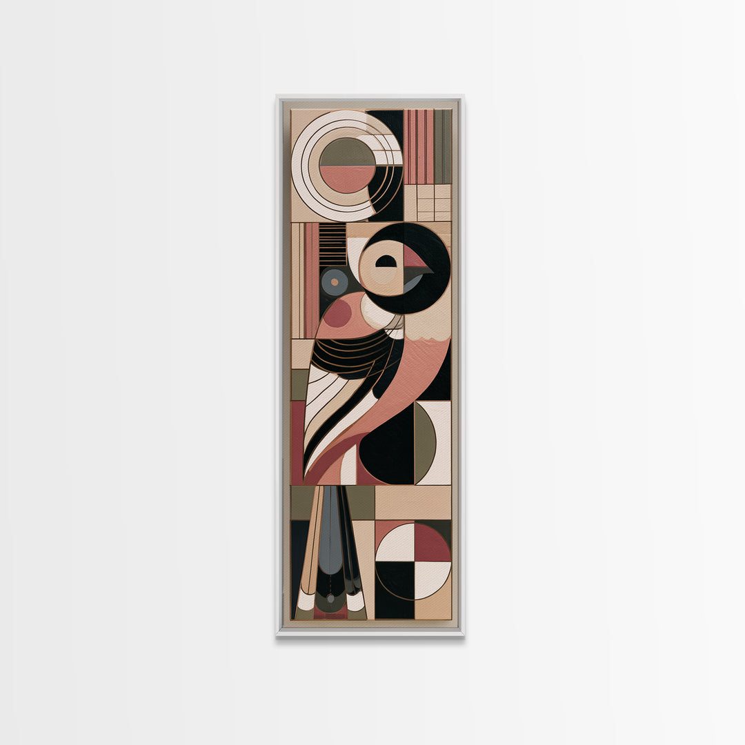 Nordic Folk Bird Framed Canvas Print, Scandinavian Art, Contemporary Art, Living Room Decor, Fine Art, Nordic, Digital Wall Art, SCA-1x3-71