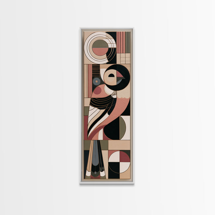 Nordic Folk Bird Framed Canvas Print, Scandinavian Art, Contemporary Art, Living Room Decor, Fine Art, Nordic, Digital Wall Art, SCA-1x3-71