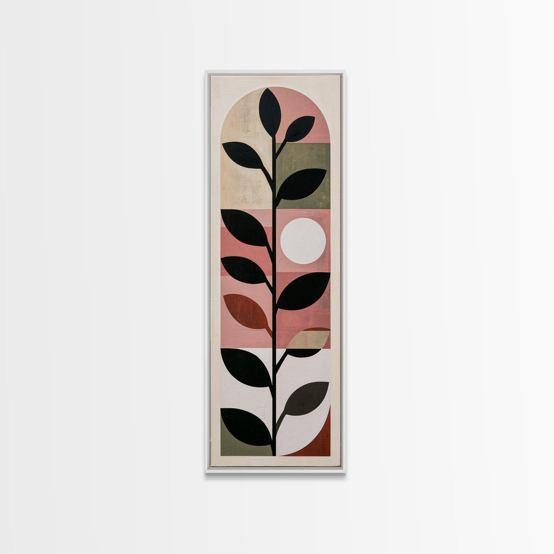 Single Black Branch on Warm White Background Canvas Print, Scandinavian Art, Mid Century Modern, Living Room Decor, Nordic, SCA-1x3-8