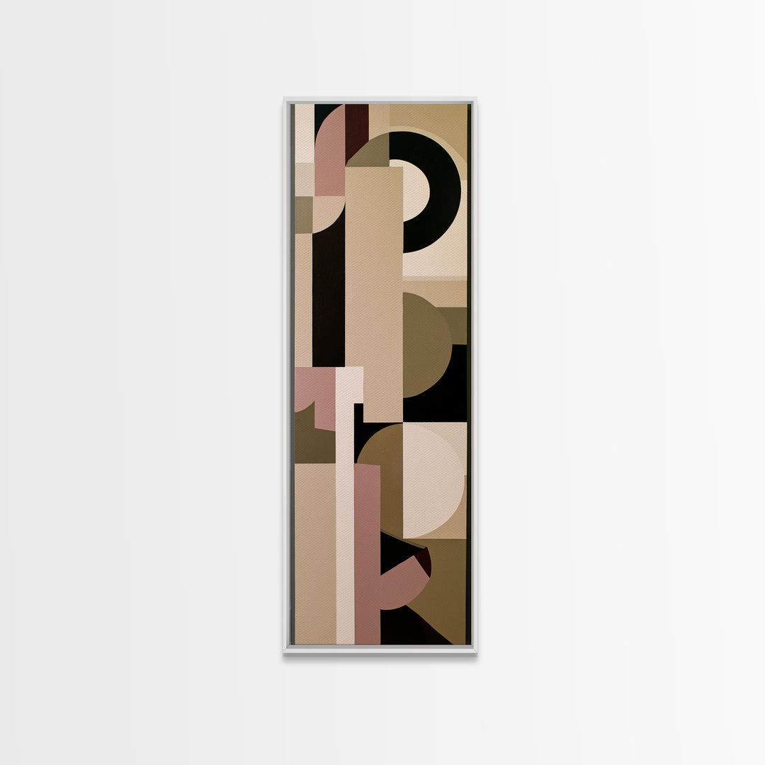 Soft Beige Geometric Abstraction Framed Canvas Print, Scandinavian Art, Wall Decor, Living Room Decor, Abstract Art, Nordic, SCA-1x3-87