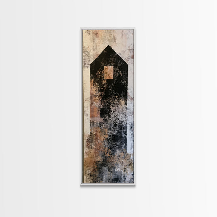 Simple Black House Shape Framed Canvas Print, Scandinavian Art, Decor, Living Room Decor, Fine Art, Nordic, Printable Art, SCA-1x3-91