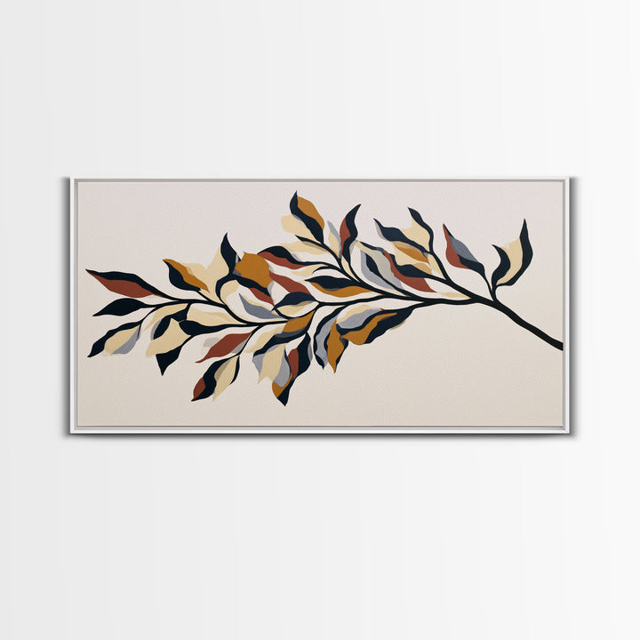 Single Black Branch on Warm White Background Canvas Print, Scandinavian Art, Fine Art Print, Living Room Decor, Nordic, SCA-2x1-16
