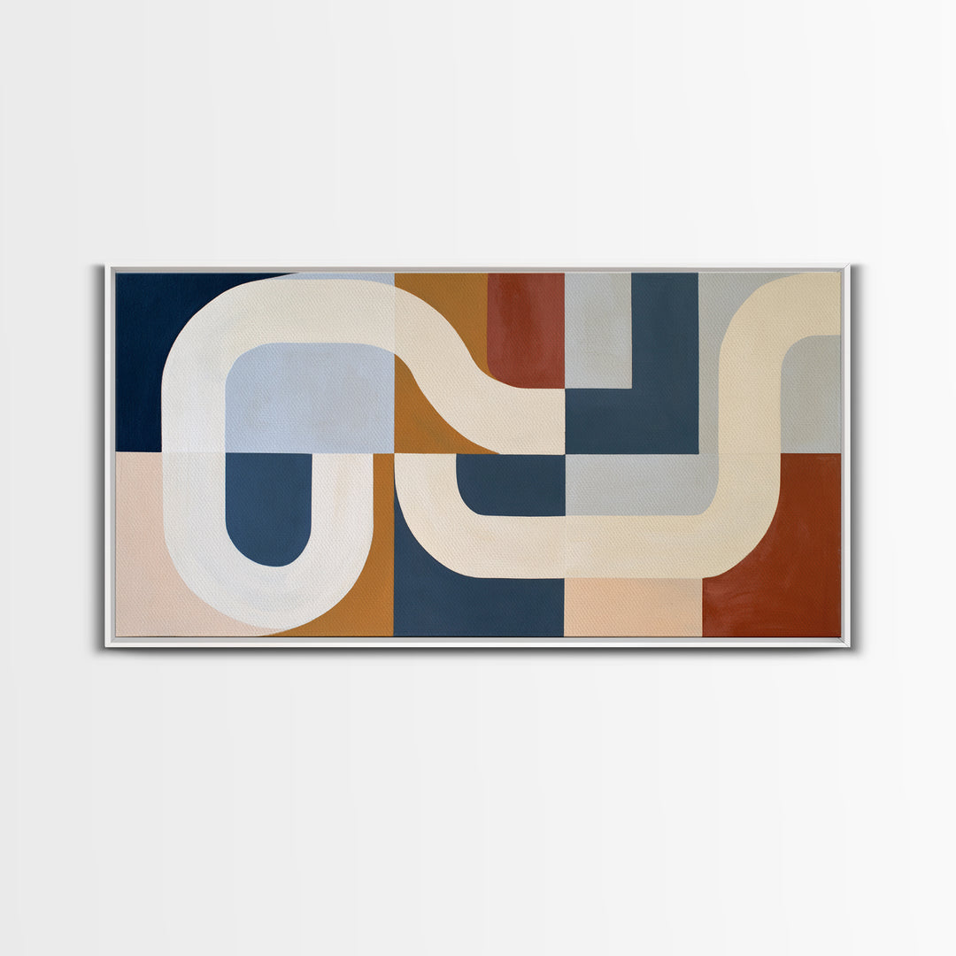 Soft Beige Geometric Abstraction Framed Canvas Print, Scandinavian Art, Digital Wall Art, Living Room Decor, Abstract Art, SCA-2x1-23