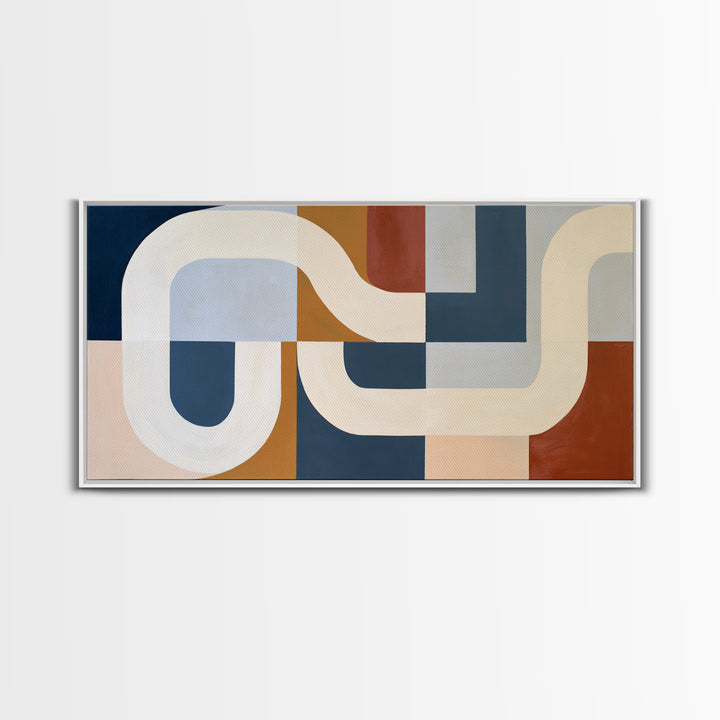 Soft Beige Geometric Abstraction Framed Canvas Print, Scandinavian Art, Digital Wall Art, Living Room Decor, Abstract Art, SCA-2x1-23