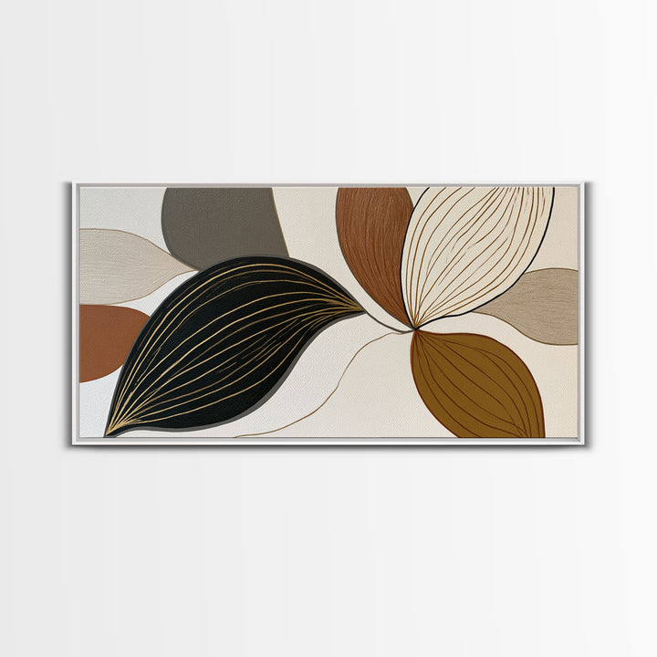 Pale Oak Botanical Line Drawing Framed Canvas Print, Scandinavian Art, Abstract Art, Living Room Decor, Oil Painting, Nordic, SCA-2x1-25