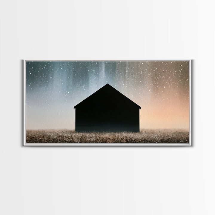 Simple Black House Shape Framed Canvas Print, Scandinavian Art, Abstract Art, Living Room Decor, Nordic, Abstract Painting, SCA-2x1-3