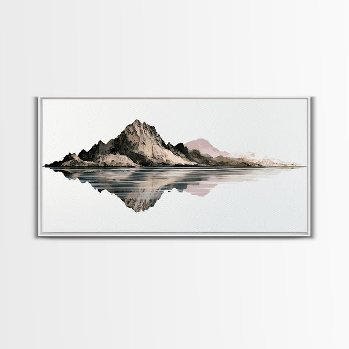 Minimal Fjord Landscape Framed Canvas Print, Scandinavian Art, Printable Wall Art, Living Room Decor, Fine Art, Nordic, SCA-2x1-46