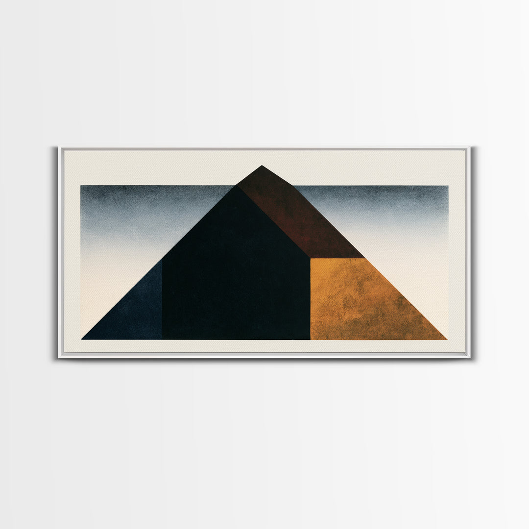 Simple Black House Shape Framed Canvas Print, Scandinavian Art, Living Room Decor, Abstract Art, Nordic, Gallery Decor, SCA-2x1-51