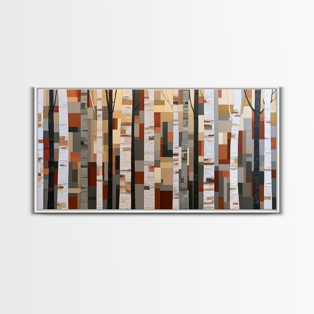 Birch Tree Trunks Canvas Print, Scandinavian Art, Wall Art Print, Living Room Decor, Oil Painting, Nordic, Fine Art Print, SCA-2x1-53