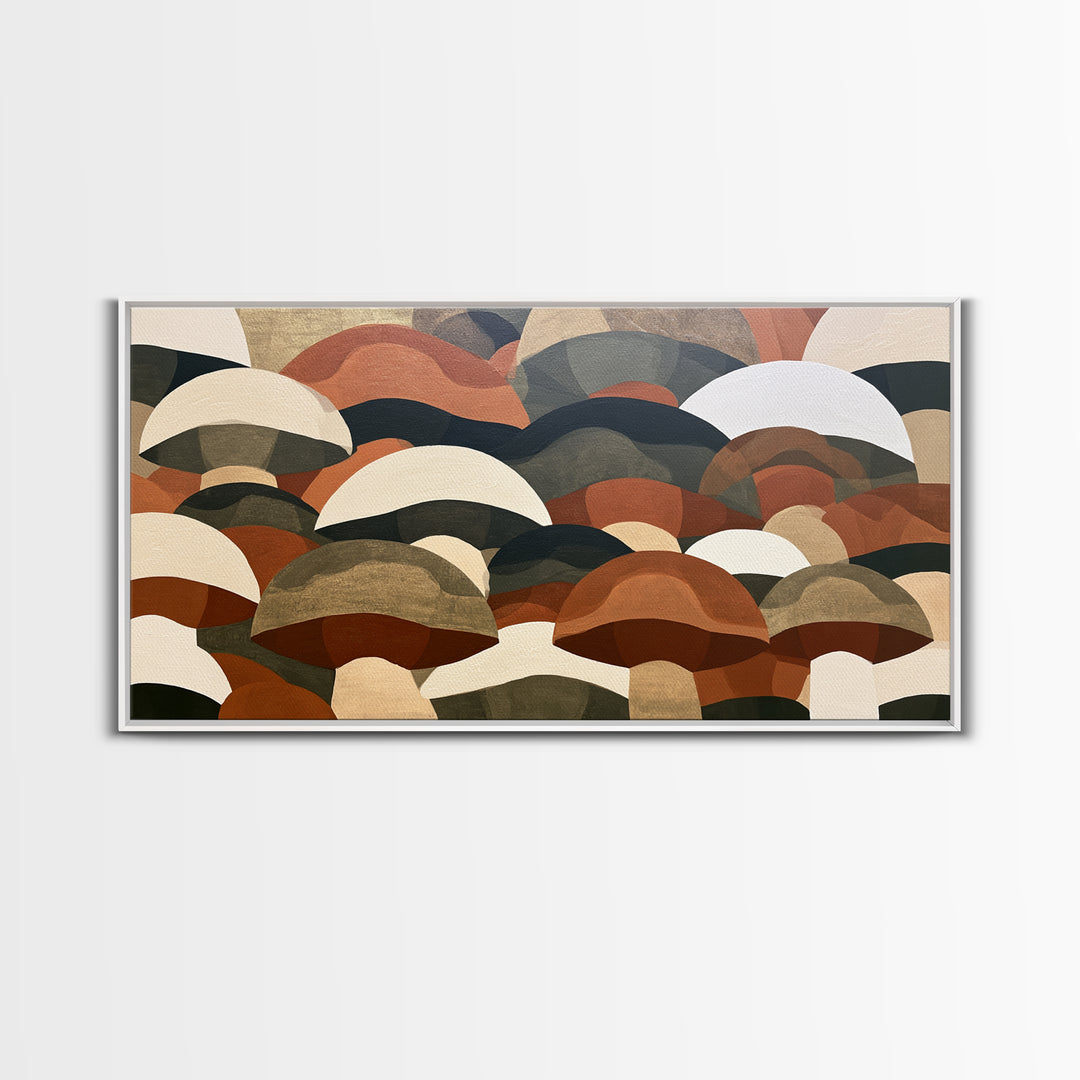 Simple Mushroom and Moss Forest Study Canvas Print, Scandinavian Art, Original Painting, Living Room Decor, Fine Art, Nordic, SCA-2x1-68