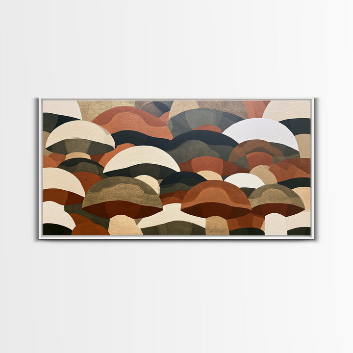 Simple Mushroom and Moss Forest Study Canvas Print, Scandinavian Art, Original Painting, Living Room Decor, Fine Art, Nordic, SCA-2x1-68