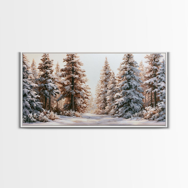 Snowy Nordic Forest Canvas Print, Scandinavian Art, Canvas Print, Living Room Decor, Fine Art, Nordic, Textured Painting, SCA-2x1-69