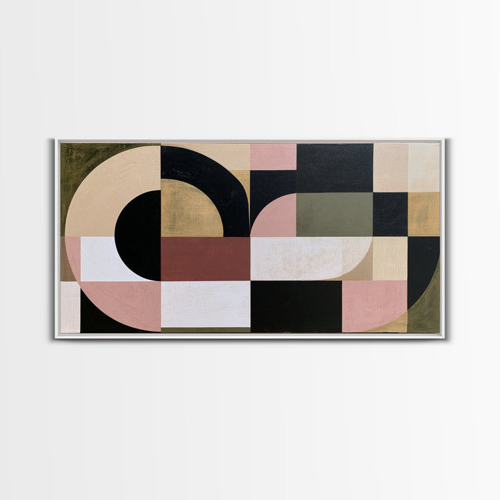Soft Beige Geometric Abstraction Canvas Print, Scandinavian Art, Modern Art, Living Room Decor, Fine Art, Nordic, SCA-2x1-71
