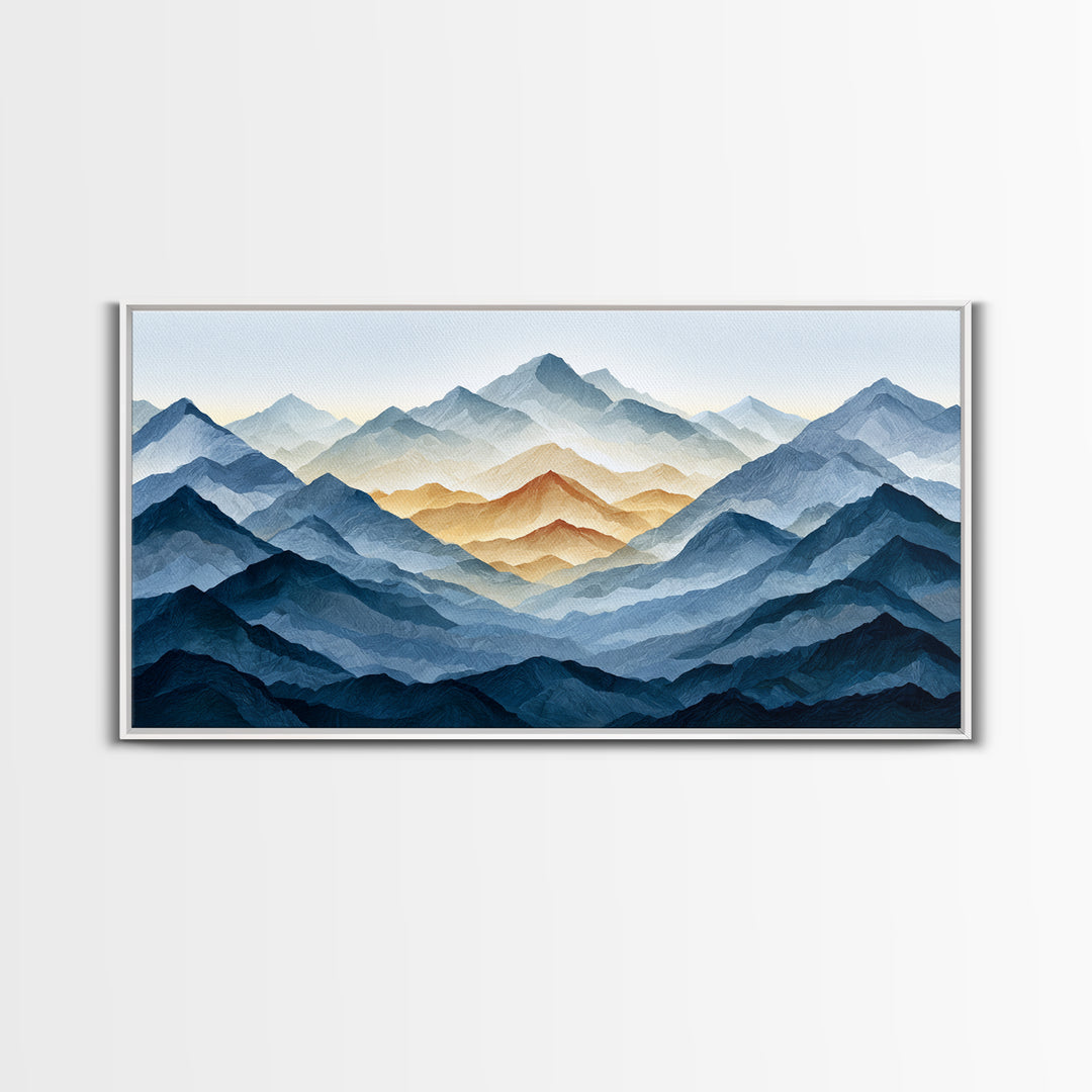 Muted Mountain Layers Canvas Print, Scandinavian Art, Farmhouse Decor, Living Room Decor, Fine Art, Nordic, Gallery Decor, SCA-2x1-76