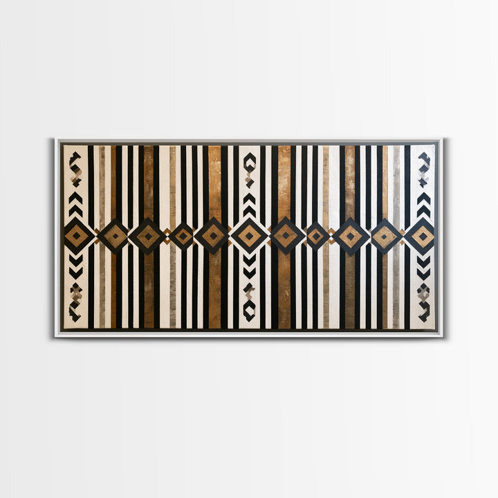 Scandinavian Textile Pattern Framed Canvas Print, Scandinavian Art, Abstract Wall Art, Living Room Decor, Fine Art, Nordic, SCA-2x1-84