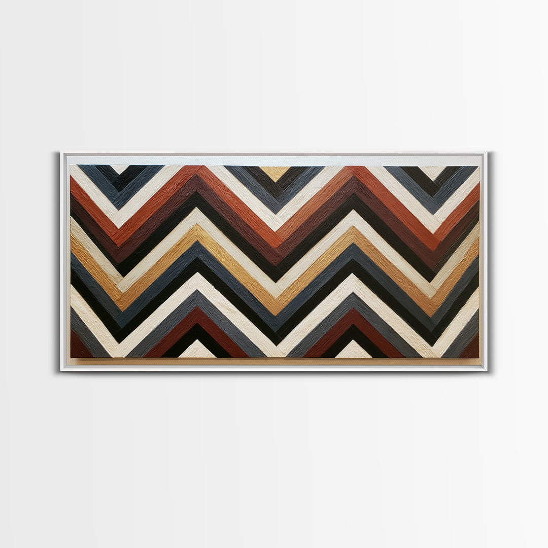 Herringbone Monochrome Pattern Framed Canvas Print, Scandinavian Art, Digital Wall Art, Living Room Decor, Oil Painting, Nordic, SCA-2x1-90