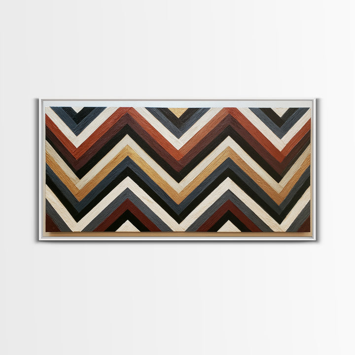 Herringbone Monochrome Pattern Framed Canvas Print, Scandinavian Art, Digital Wall Art, Living Room Decor, Oil Painting, Nordic, SCA-2x1-90