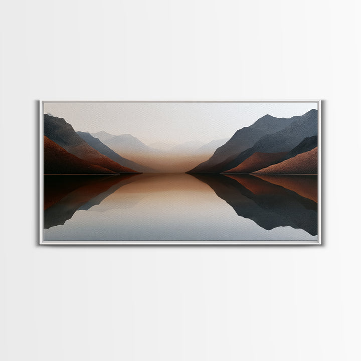 Minimal Fjord Landscape Canvas Print, Scandinavian Art, Living Room Decor, Oil Painting, Nordic, Living Room Wall Art, SCA-2x1-94