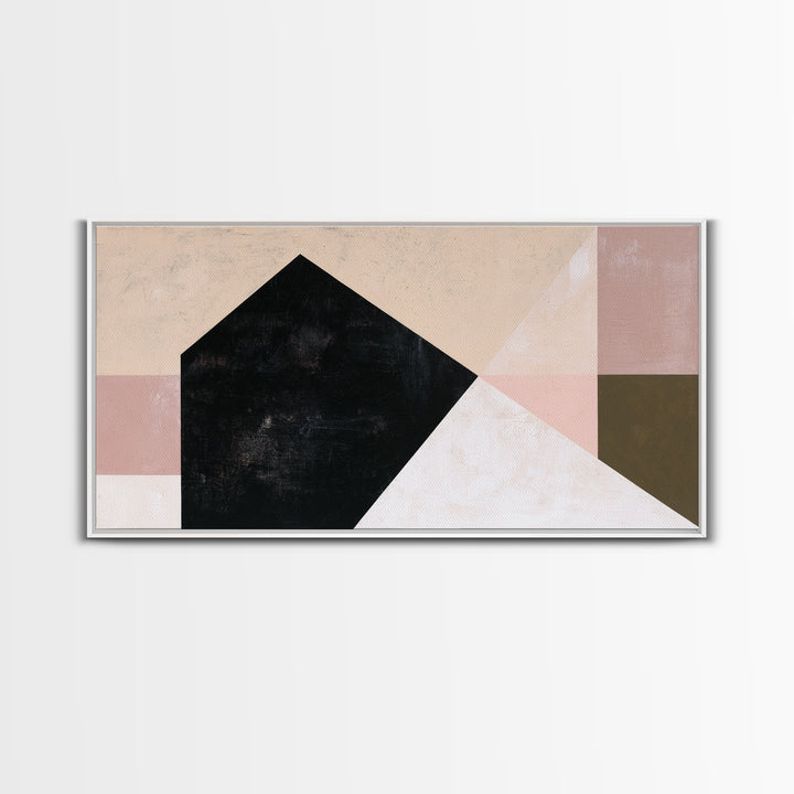 Simple Black House Shape Framed Canvas Print, Scandinavian Art, Modern Wall Art, Living Room Decor, Abstract Art, Nordic, SCA-2x1-99