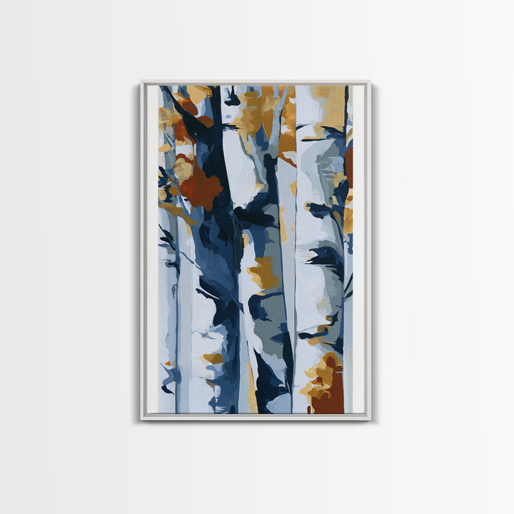 Birch Tree Trunks Framed Canvas Print, Scandinavian Art, Abstract Wall Art, Living Room Decor, Abstract Art, Nordic, SCA-2x3-17
