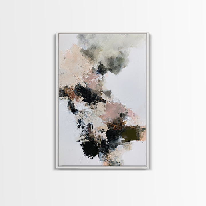 Winter Cabin Smoke Framed Canvas Print, Scandinavian Art, Wall Decor, Living Room Decor, Abstract Art, Nordic, Canvas Art, SCA-2x3-2