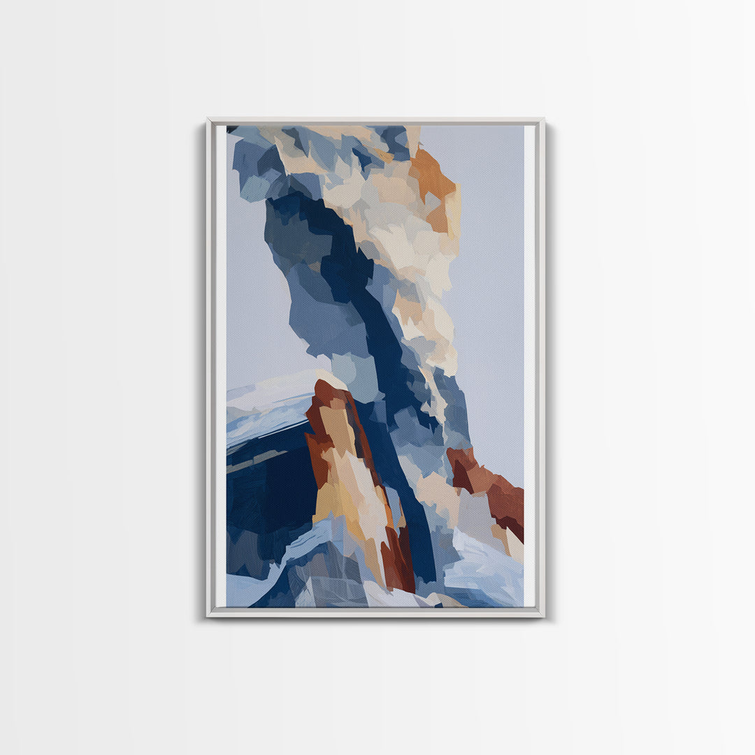 Winter Cabin Smoke Framed Canvas Print, Scandinavian Art, Wall Decor, Living Room Decor, Abstract Art, Nordic, Canvas Art, SCA-2x3-26