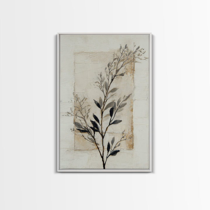 Single Black Branch on Warm White Background Canvas Print, Scandinavian Art, Gallery Decor, Living Room Decor, Nordic, SCA-2x3-28