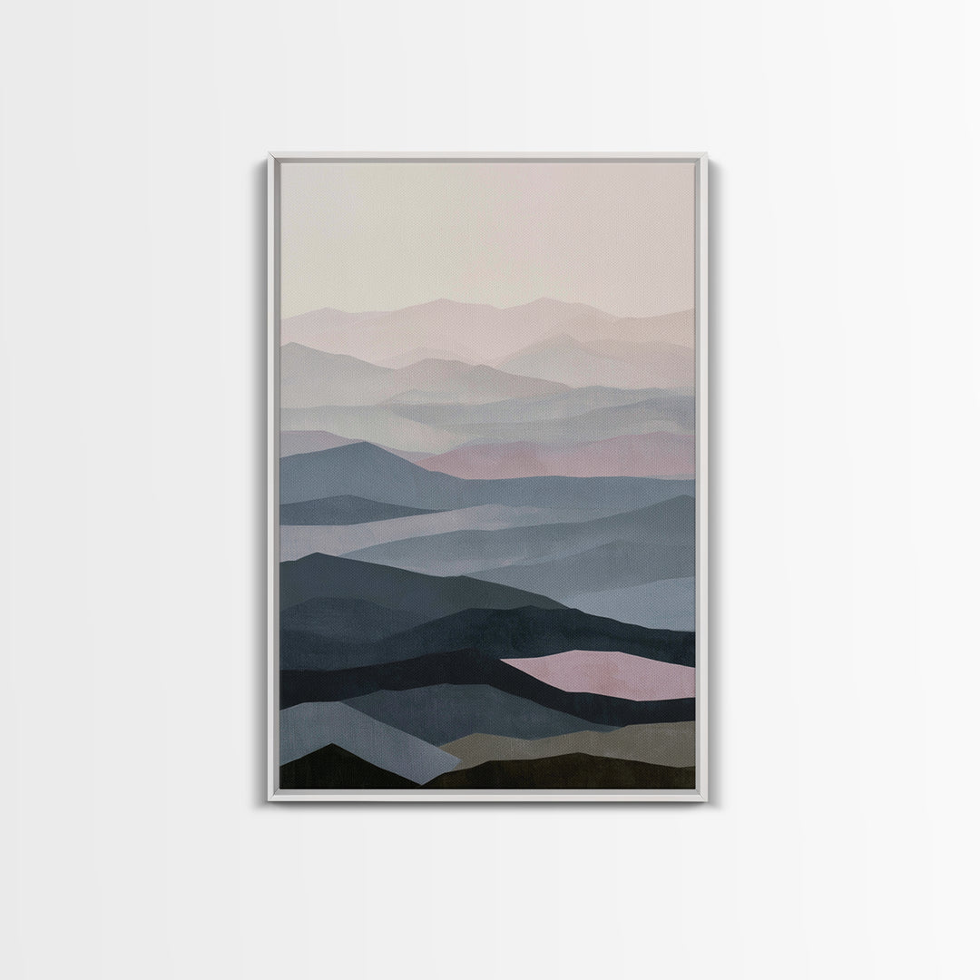 Muted Mountain Layers Canvas Print, Scandinavian Art, Christmas Decor, Living Room Decor, Fine Art, Nordic, Wall Art Print, SCA-2x3-40