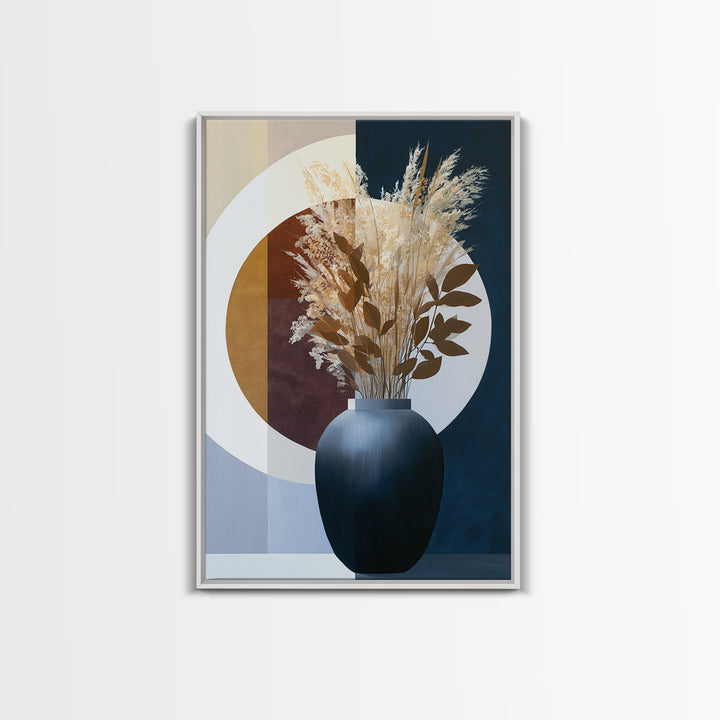 Ceramic Vase with Dried Grasses Canvas Print, Scandinavian Art, Boho Wall Art, Living Room Decor, Nordic, Modern Decor, SCA-2x3-45