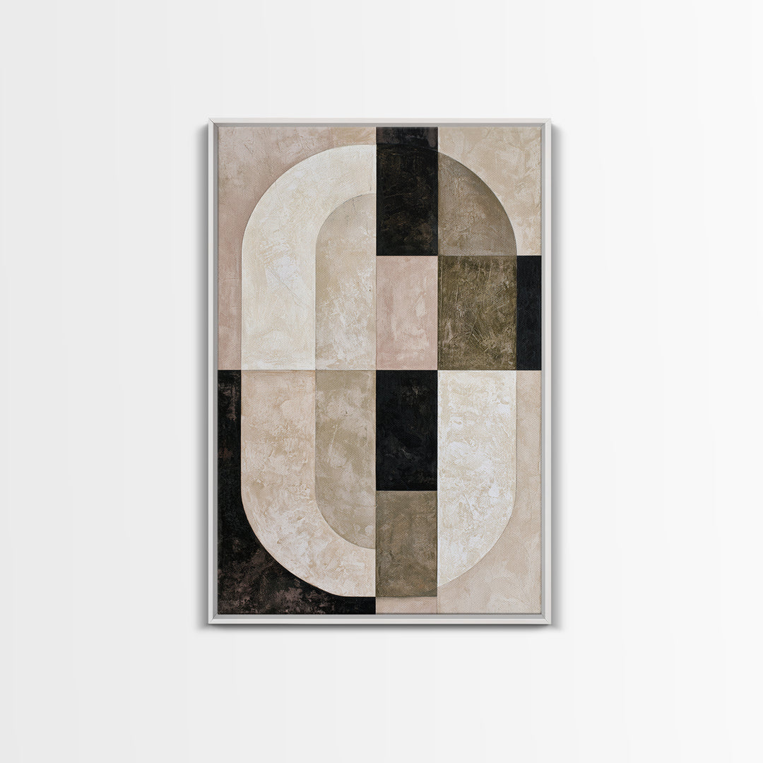 Abstract Arch Shapes Framed Canvas Print, Scandinavian Art, Mid Century Modern, Living Room Decor, Nordic, Boho Wall Art, SCA-2x3-46