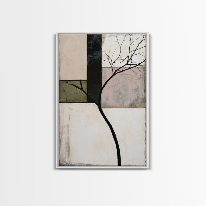 Single Black Branch on Warm White Background Canvas Print, Scandinavian Art, Digital Wall Art, Living Room Decor, Nordic, SCA-2x3-52