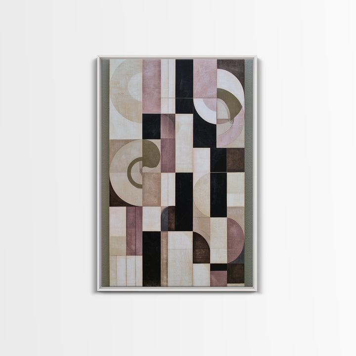 Soft Beige Geometric Abstraction Framed Canvas Print, Scandinavian Art, Living Room Wall Art, Living Room Decor, Abstract Art, SCA-2x3-59