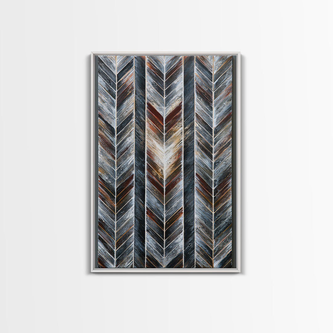 Herringbone Monochrome Pattern Framed Canvas Print, Scandinavian Art, Decor, Living Room Decor, Fine Art, Nordic, Printable Art, SCA-2x3-6