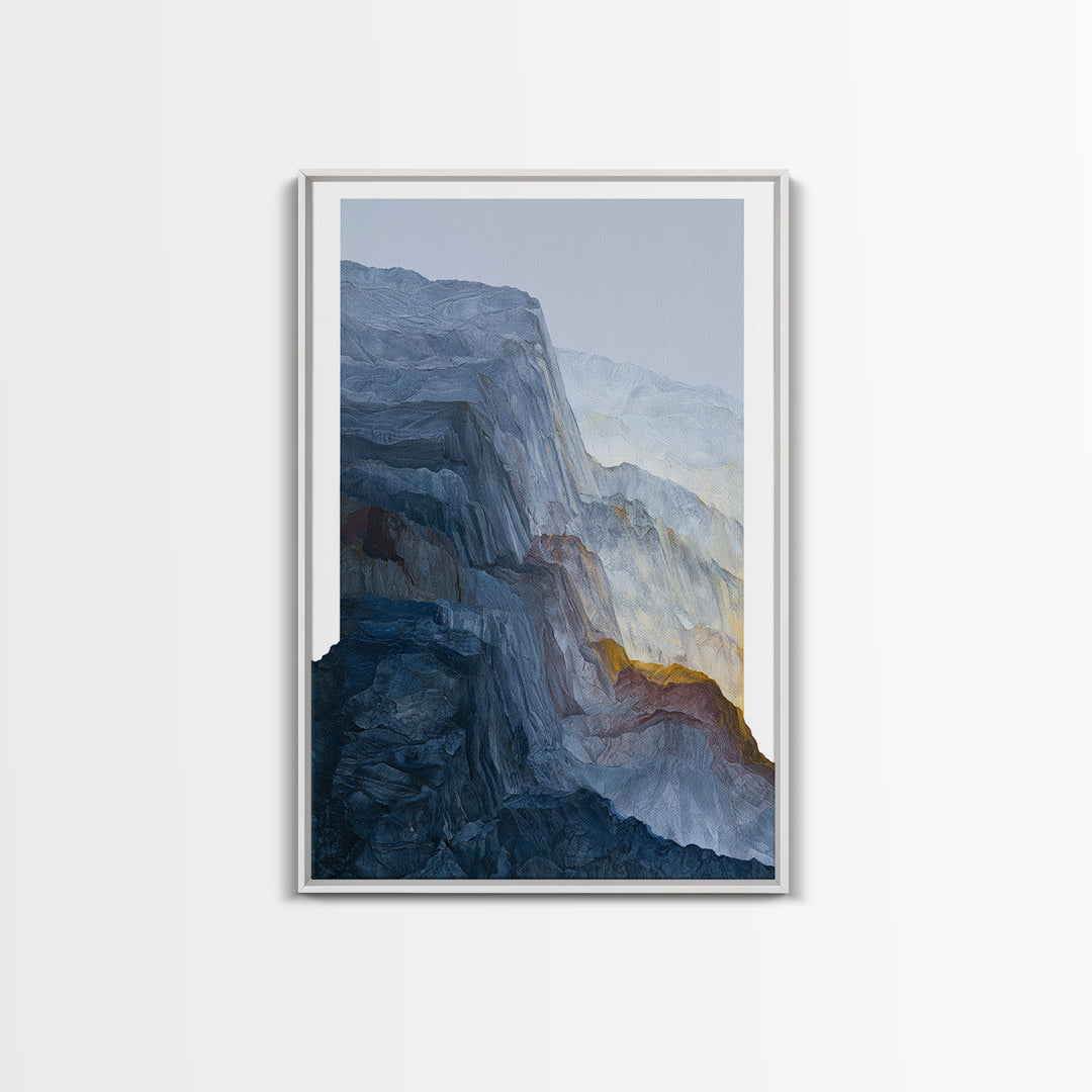 Muted Mountain Layers Framed Canvas Print, Scandinavian Art, Abstract Art, Living Room Decor, Nordic, Abstract Painting, SCA-2x3-64