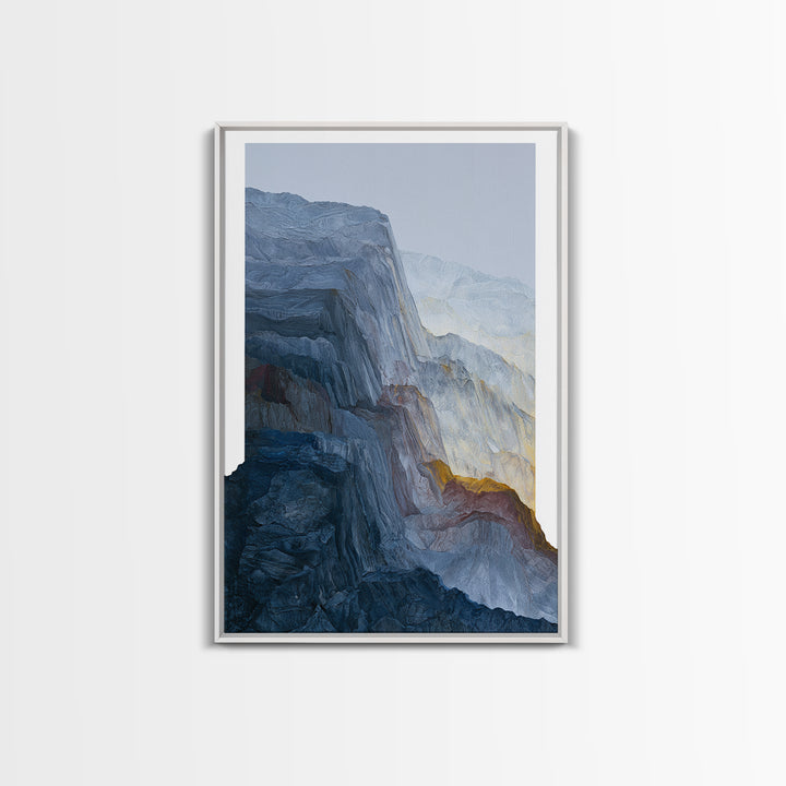 Muted Mountain Layers Framed Canvas Print, Scandinavian Art, Abstract Art, Living Room Decor, Nordic, Abstract Painting, SCA-2x3-64