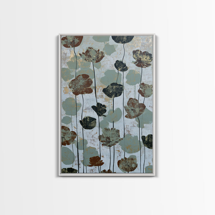 Minimal Meadow Flowers Canvas Print, Scandinavian Art, Large Wall Art, Living Room Decor, Nordic, Living Room Wall Art, SCA-2x3-66