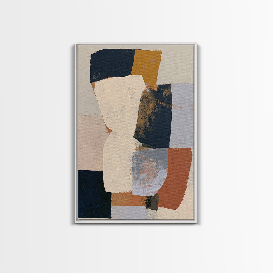 Soft Beige Geometric Abstraction Framed Canvas Print, Scandinavian Art, Room Decor, Living Room Decor, Fine Art, Nordic, SCA-2x3-83