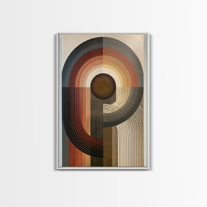 Minimal Sun over Pine Forest Framed Canvas Print, Scandinavian Art, Abstract Painting, Living Room Decor, Fine Art, Nordic, SCA-2x3-97