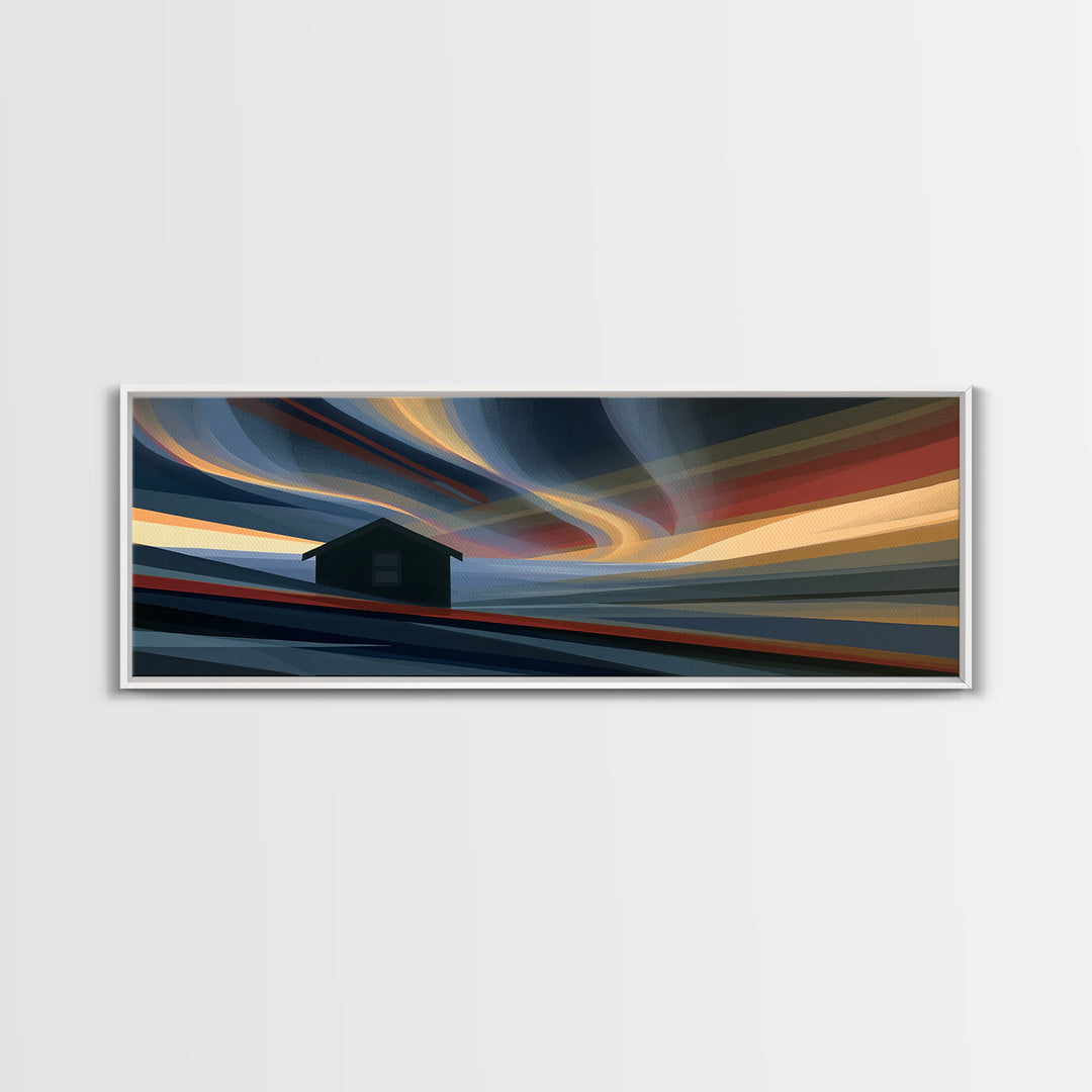 Simple Black House Shape Framed Canvas Print, Scandinavian Art, Contemporary Art, Living Room Decor, Abstract Art, Nordic, SCA-3x1-23