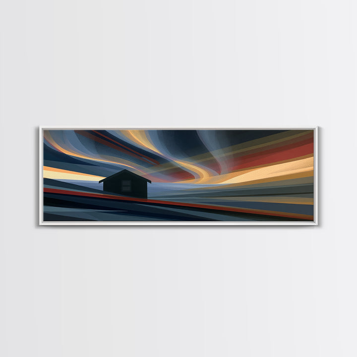Simple Black House Shape Framed Canvas Print, Scandinavian Art, Contemporary Art, Living Room Decor, Abstract Art, Nordic, SCA-3x1-23
