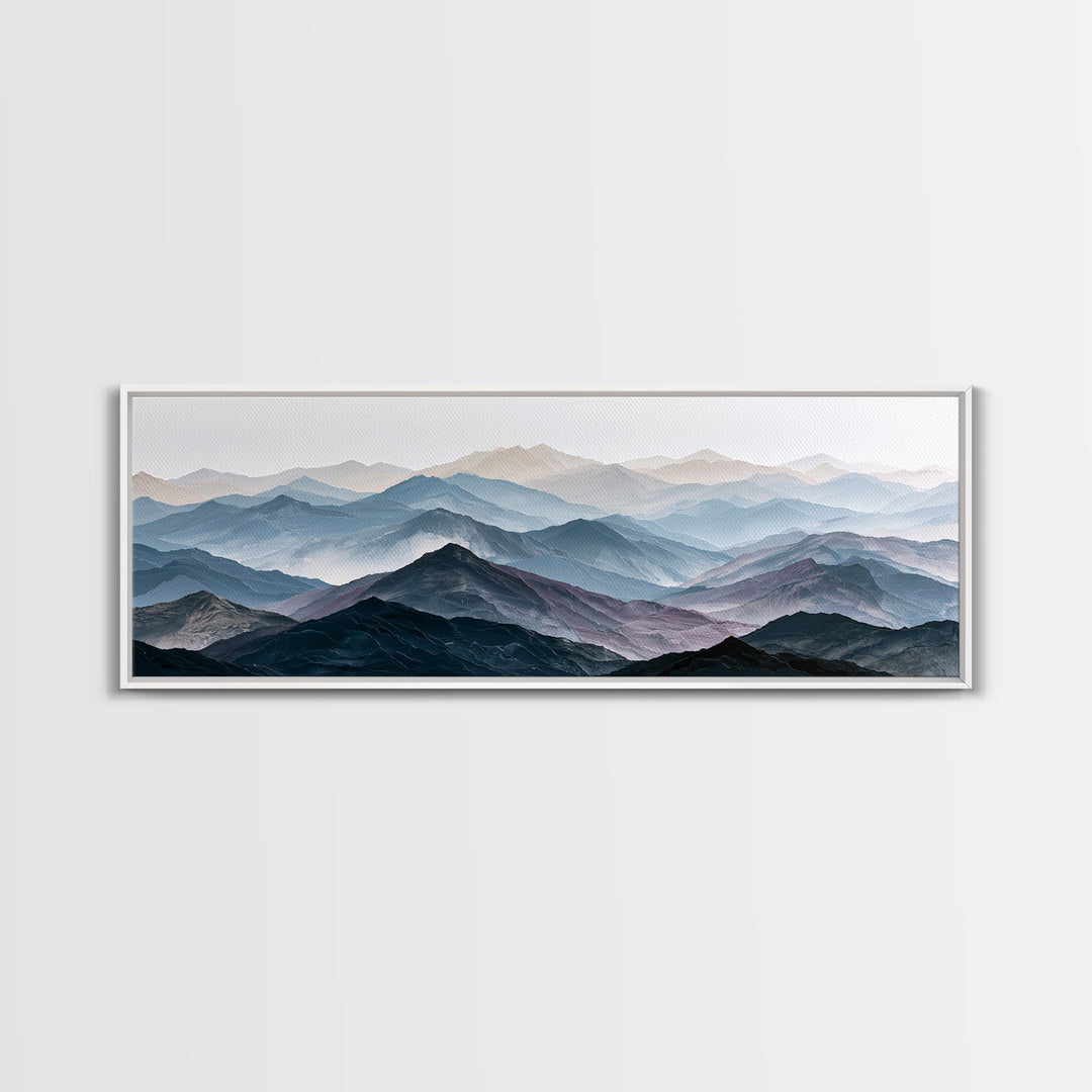 Muted Mountain Layers Canvas Print, Scandinavian Art, Modern Art, Living Room Decor, Fine Art, Nordic, Contemporary Art, SCA-3x1-24