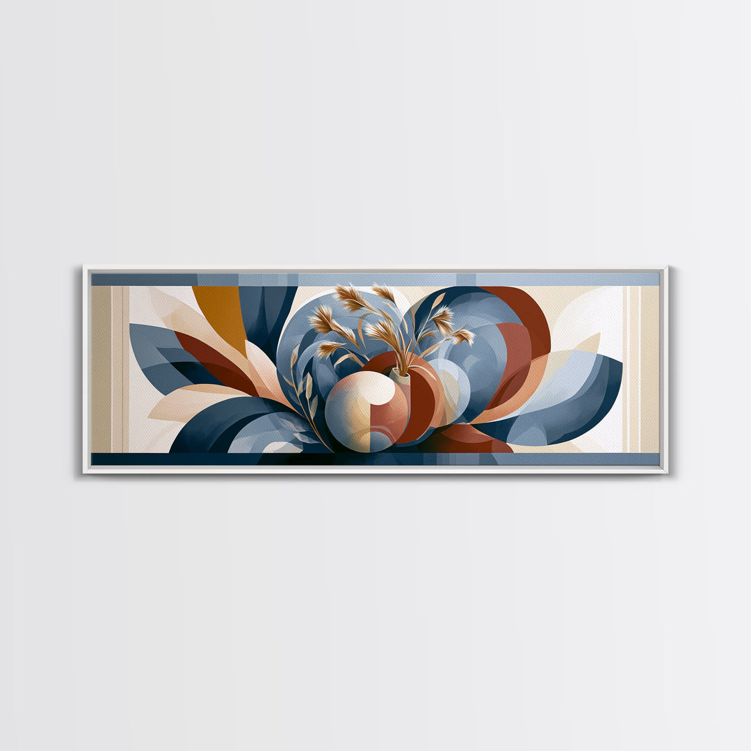 Ceramic Vase with Dried Grasses Canvas Print, Scandinavian Art, Floral Wall Art, Living Room Decor, Oil Painting, Nordic, SCA-3x1-29