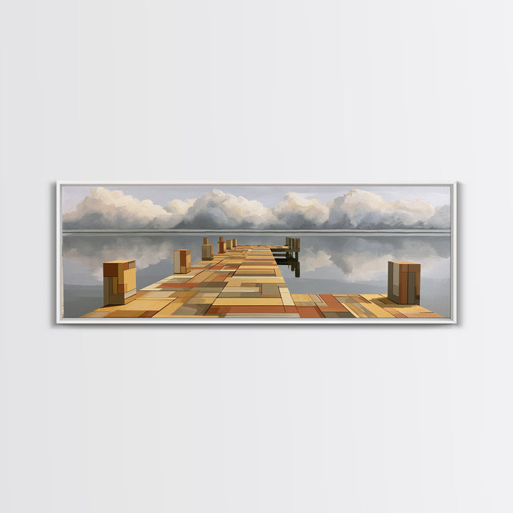 Calm Lake Dock Canvas Print, Scandinavian Art, Home Decor, Living Room Decor, Fine Art, Nordic, Wall Hanging, Abstract Art, SCA-3x1-31