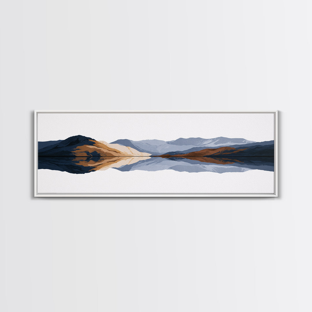 Minimal Fjord Landscape Canvas Print, Scandinavian Art, Boho Decor, Living Room Decor, Fine Art, Nordic, Luxury Decor, SCA-3x1-42