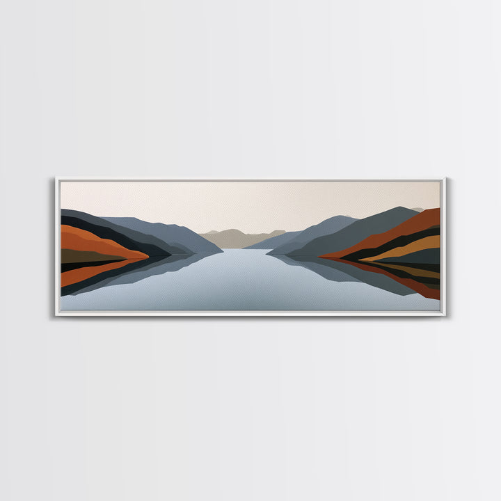 Minimal Fjord Landscape Canvas Print, Scandinavian Art, Boho Decor, Living Room Decor, Fine Art, Nordic, Luxury Decor, SCA-3x1-66