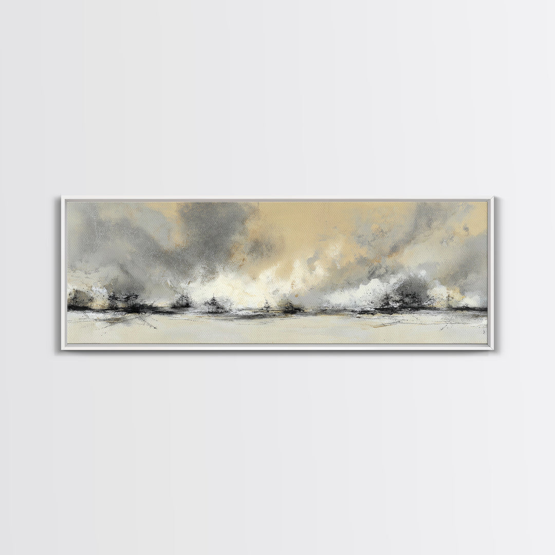 Soft Beige Geometric Abstraction Framed Canvas Print, Scandinavian Art, Canvas Art, Living Room Decor, Fine Art, Nordic, SCA-3x1-67