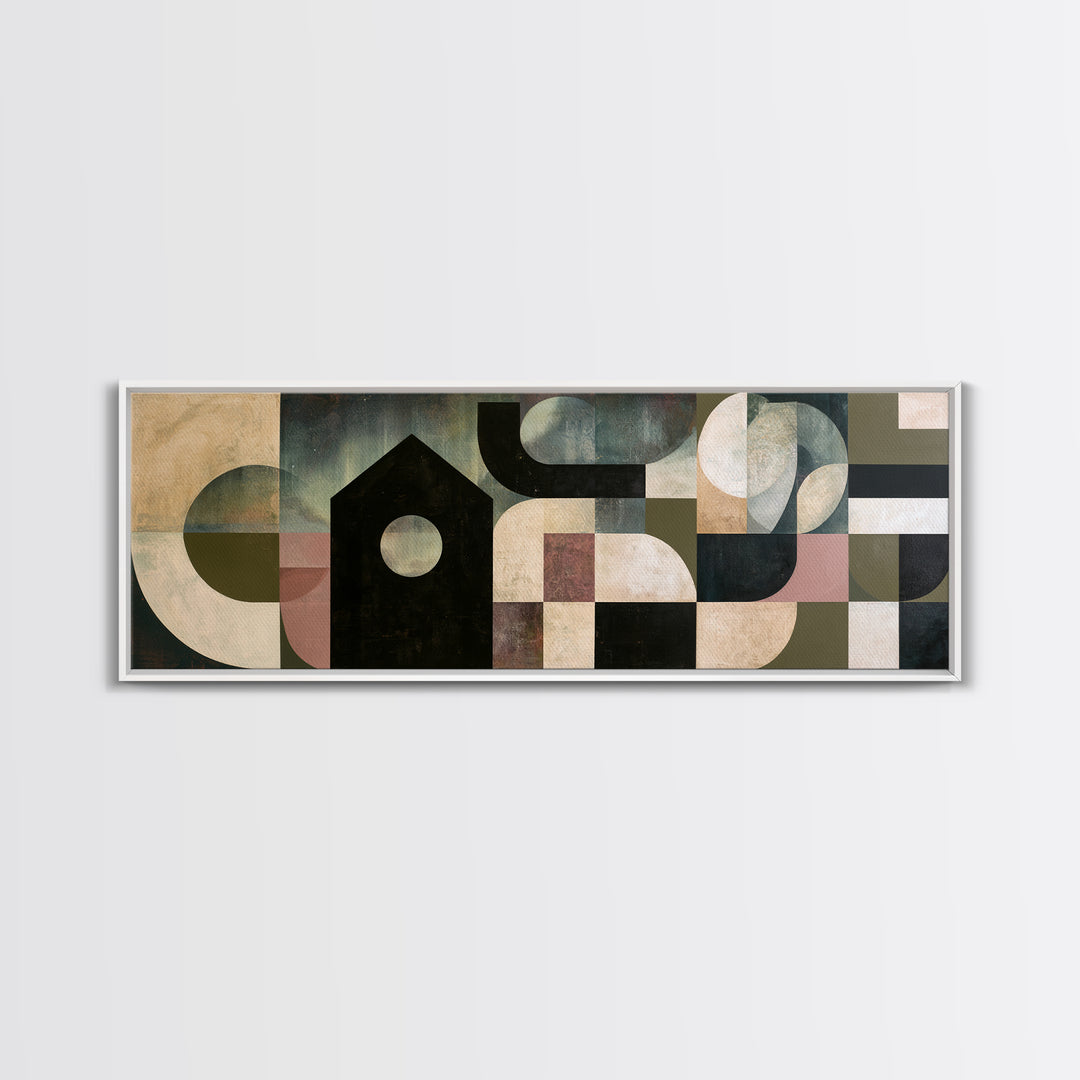 Simple Black House Shape Canvas Print, Scandinavian Art, Printable Art, Living Room Decor, Fine Art, Nordic, Modern Art, SCA-3x1-71