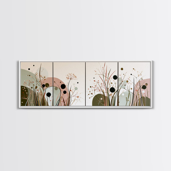 Minimal Meadow Flowers Framed Canvas Print, Scandinavian Art, Living Room Wall Art, Living Room Decor, Fine Art, Nordic, SCA-3x1-74
